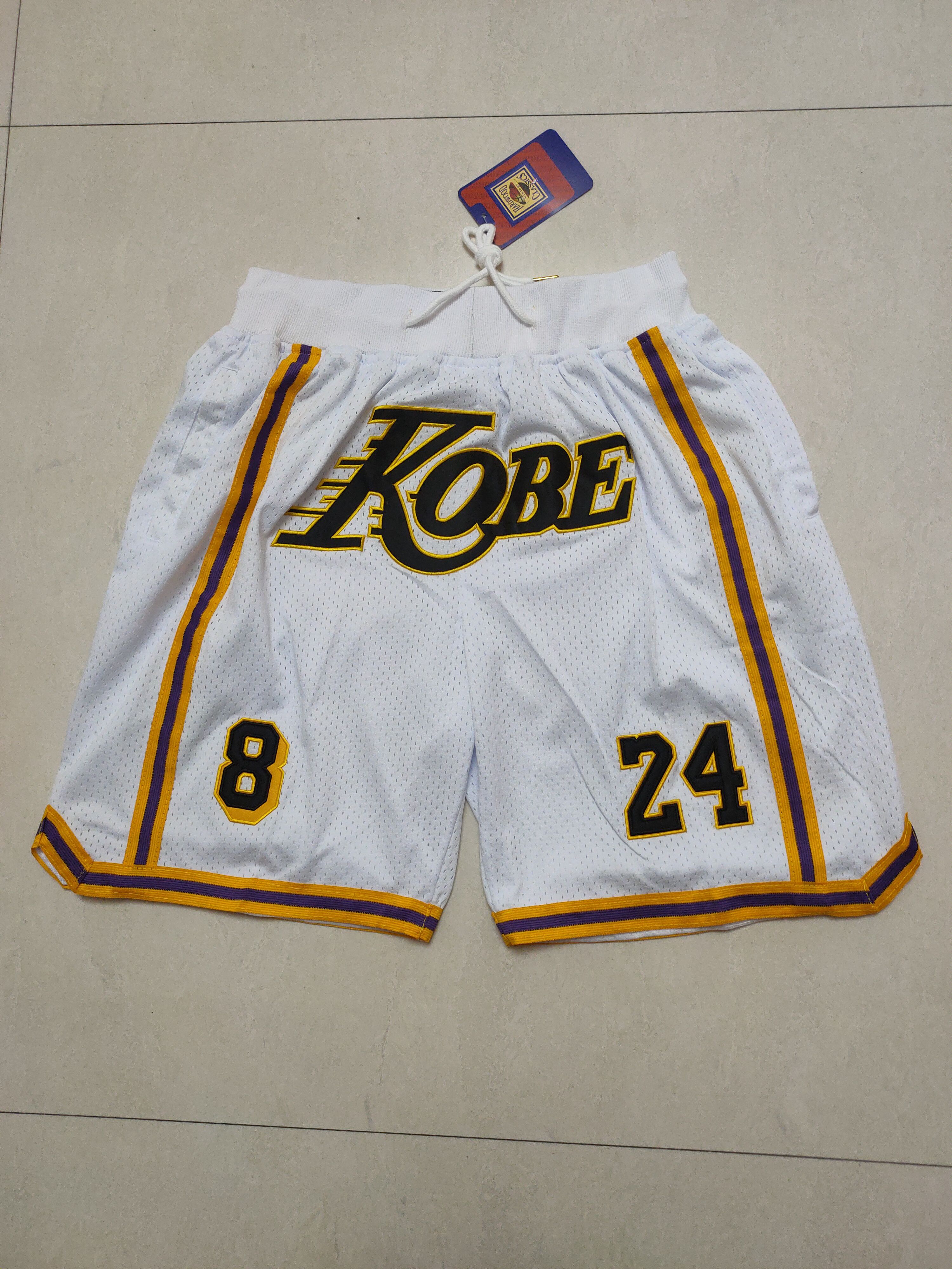 Men NBA Los Angeles Lakers White Shorts 20230218